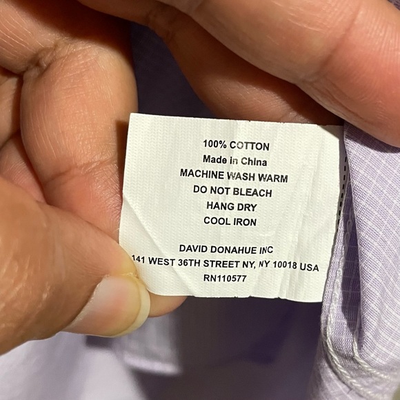 DAVID DONAHUE TRIM FIT LONG SLEEVE CHECKERED BUTTON DOWN SHIRT - Picture 8 of 8